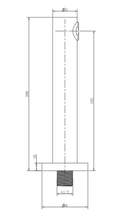 Pipa fixa rotunda Inula, pentru baterie incastrata, 200 mm, 1/2", auriu lucios [1]