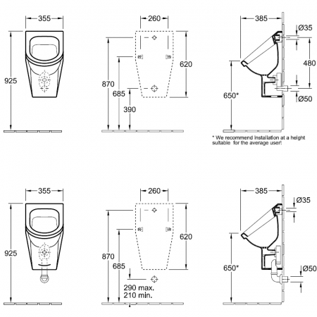 Pisoar oval alb Villeroy & Boch Architectura [4]