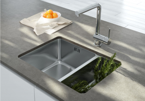 Chiuveta bucatarie inox doua cuve, crom, montare sub blat, Deante, Egeria [1]
