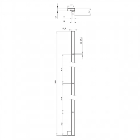 Profil pentru usa cabina de dus, incastrata, auriu, 195 cm, Sistem Prizma [1]