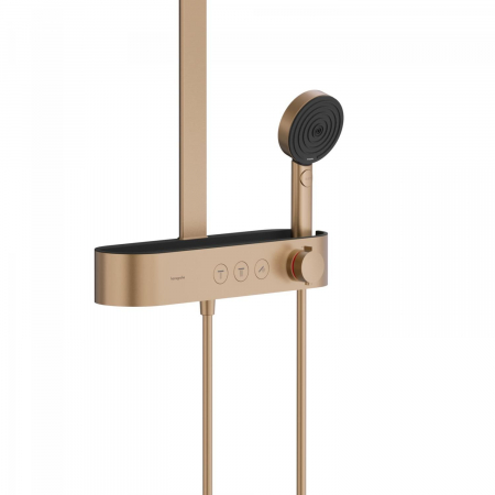 Set de dus cu baterie termostatata, palarie 26 cm, 3 jeturi, bronz periat, Hansgrohe Pulsify S [2]