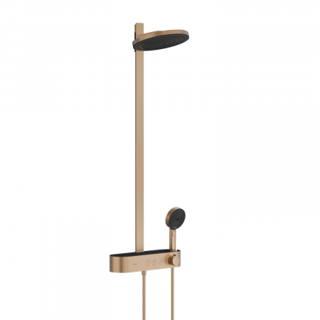 Seturi de dus - Set de dus cu baterie termostatata, palarie 26 cm, 3 jeturi, bronz periat, Hansgrohe Pulsify S