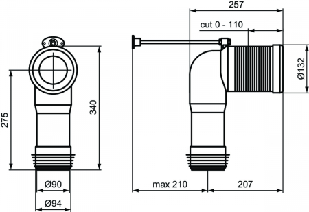 Racord de scurgere Ideal Standard Tonic II pentru instalare verticala [2]