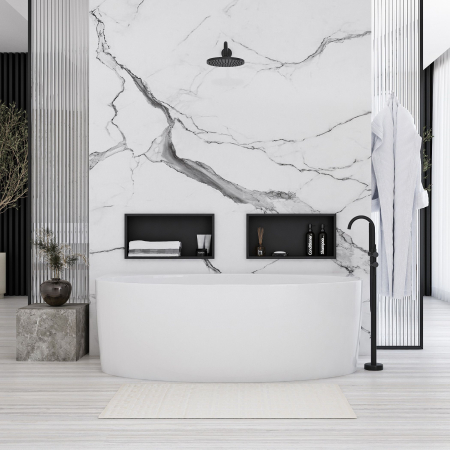 Raft baie incastrat in perete 30x45 cm, negru mat, Rea [5]