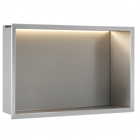 Raft baie incastrat in perete 30x45 cm, otel periat, cu LED, Rea [1]