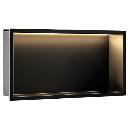 Raft baie incastrat in perete 30x60 cm, negru mat, cu LED, Rea [2]