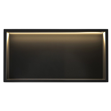Dulapuri de baie suspendate - Raft baie incastrat in perete 30x60 cm, negru mat, cu LED, Rea