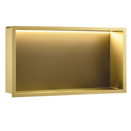 Raft baie incastrat in perete 30x60 cm, auriu periat, cu LED, Rea [2]