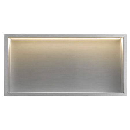 Dulapuri de baie suspendate - Raft baie incastrat in perete 30x60 cm, otel periat, cu LED, Rea
