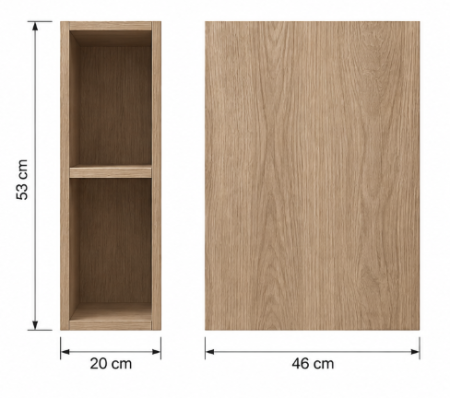 Raft deschis pentru mobilier de baie 20x46 cm, rovere naturale, Fluminia Genova [2]