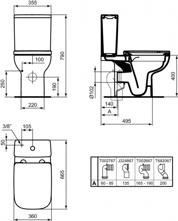 Rezervor vas wc Ideal Standard i.Life B alb lucios cu alimentare inferioara [4]