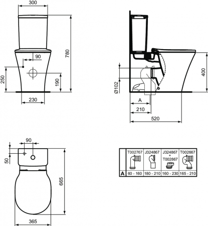Rezervor vas wc Ideal Standard Connect Air Cube alb lucios cu alimentare inferioara [4]