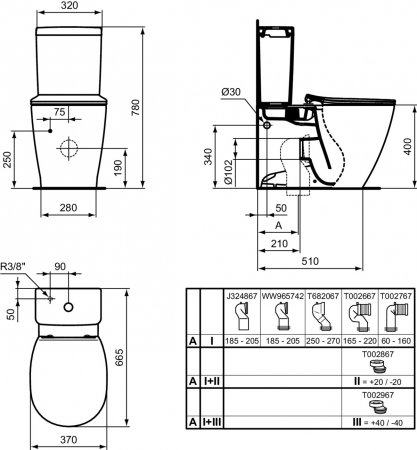 Rezervor vas wc Ideal Standard Connect Space Cube alb lucios cu alimentare inferioara [4]