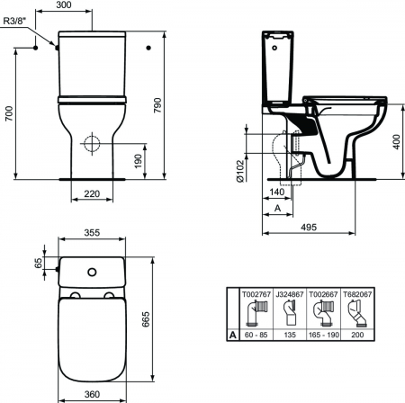 Rezervor vas wc Ideal Standard i.Life B alb lucios cu alimentare laterala [4]