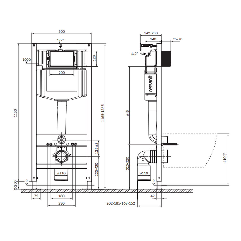 Rezervor wc incastrat Cersanit Aqua 50, pneumatic [3]