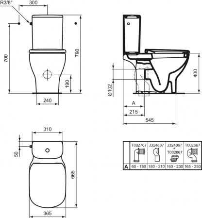 Rezervor vas wc Ideal Standard Tesi alb lucios cu alimentare laterala [4]
