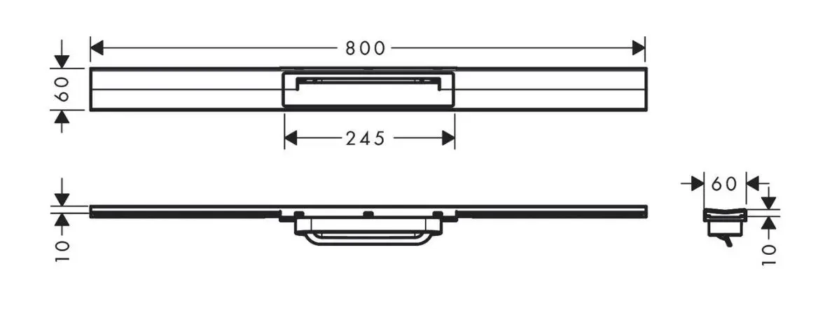 Rigola liniara de dus cu gratar din inox 800 mm, opțiune scurtare, crom, Hansgrohe RainDrain Flex [1]