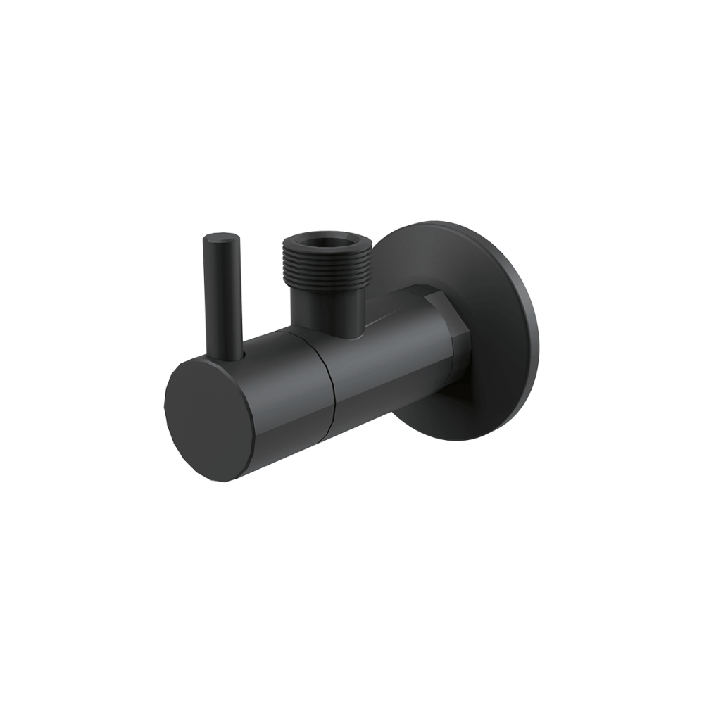 Robinete coltar - Robinet coltar rotund negru mat cu filtru 1/2"×1/2" Alcadrain ARV003-BLACK