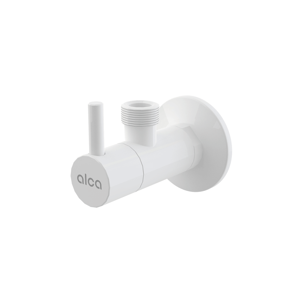 Robinete coltar - Robinet coltar rotund alb mat cu filtru 1/2"×1/2" Alcadrain ARV003B