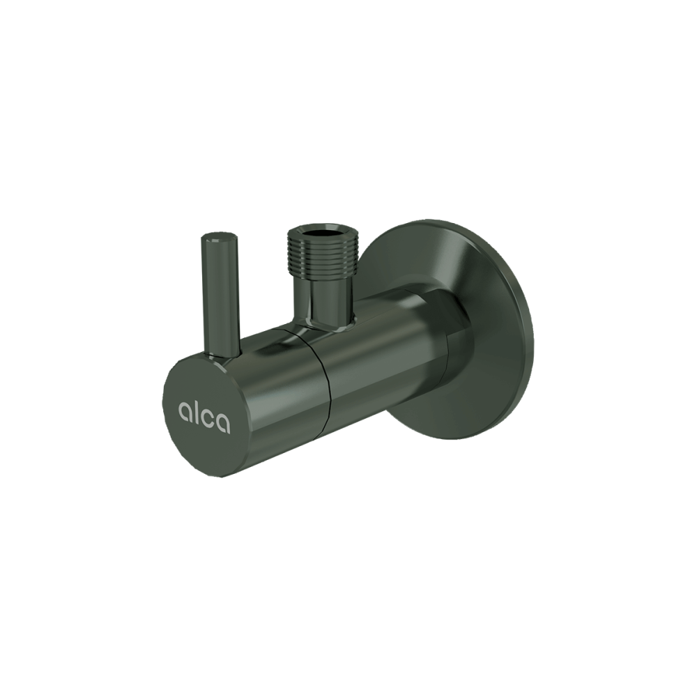 Robinete coltar - Robinet coltar rotund gun metal lucios cu filtru 1/2"×3/8" Alcadrain ARV001-GM-P