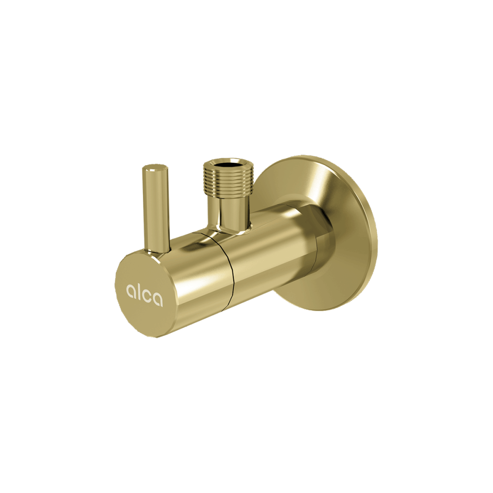 Robinete coltar - Robinet coltar rotund auriu mat periat cu filtru 1/2"×3/8" Alcadrain ARV001-G-B