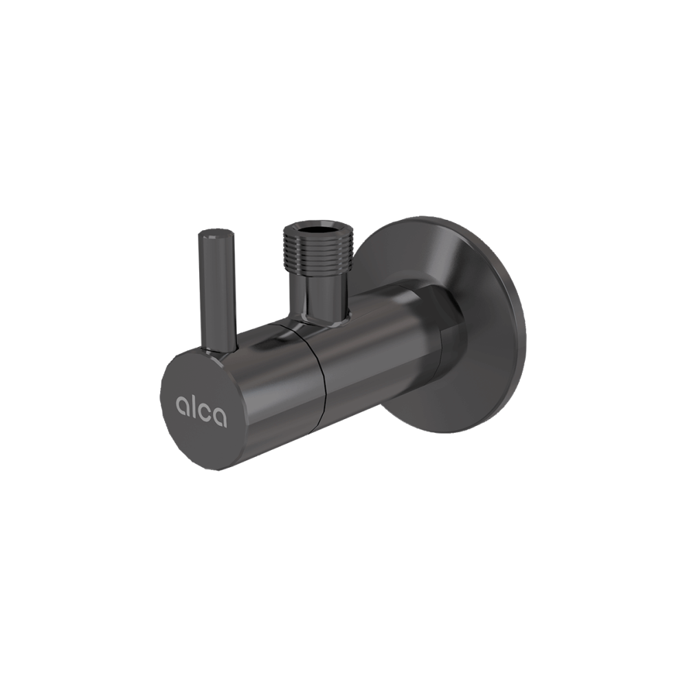 Robinete coltar - Robinet coltar rotund gun metal mat periat cu filtru 1/2"×3/8" Alcadrain ARV001-GM-B