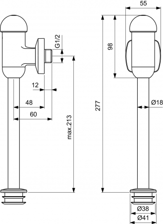 Robinet de clatire cu temporizare pentru pisoar crom Ideal Standard [1]