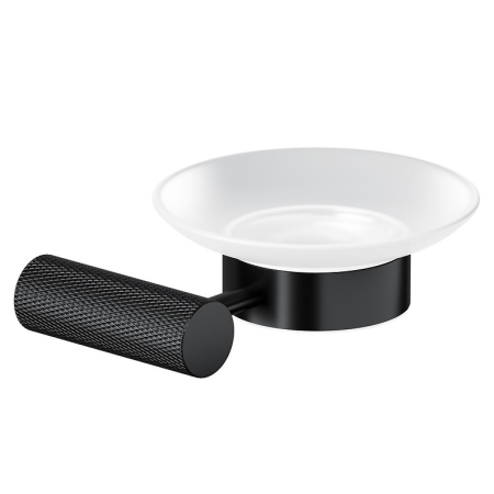 Accesorii pentru baie - Savoniera cu sticla mata, montare pe perete, negru, Cersanit Zen