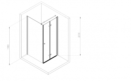 Cabina de dus neagra 100x80 cm cu usa batanta si perete fix, Deante Kerria Plus [3]