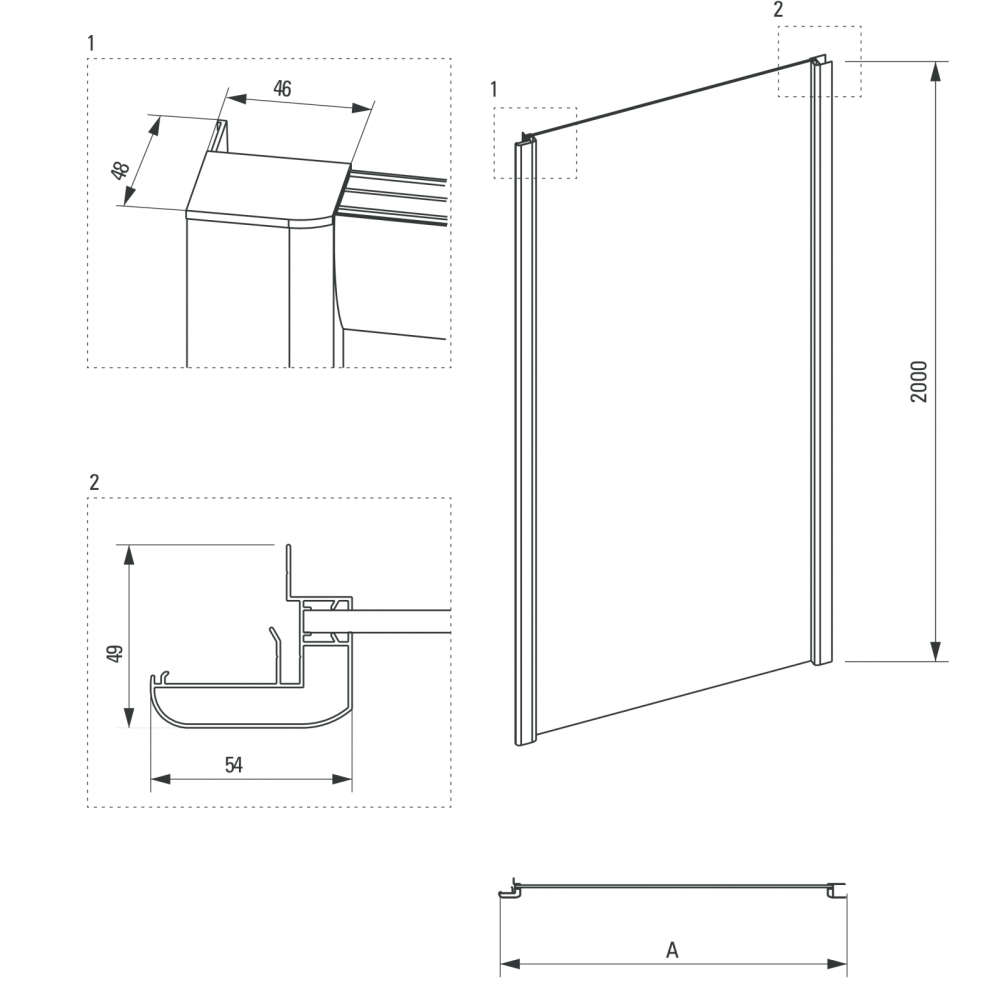Cabina dus dreptunghiulara 110x90 cm, cu perete fix si usa glisanta, 6 mm grosime, Cynia, Deante [4]