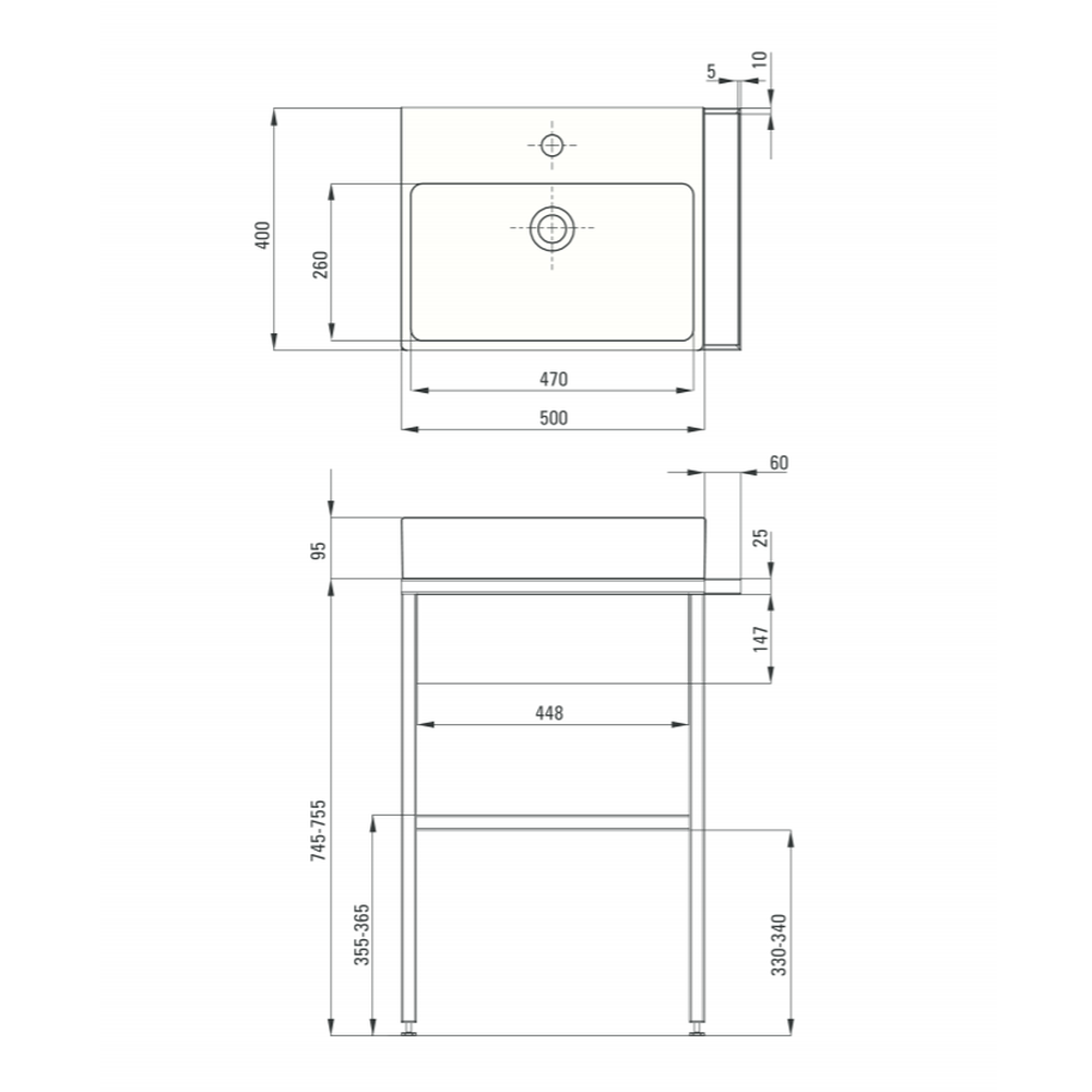 Lavoar baie pe blat si consola sustinere cu sertar, 500x400x95 mm, Deante, Temisto [2]