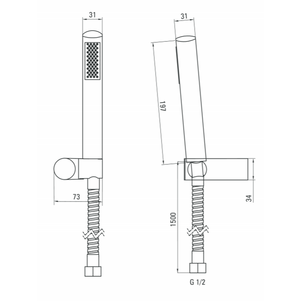 Set de dus cu para, furtun de dus si suport para crom Deante, Round [1]