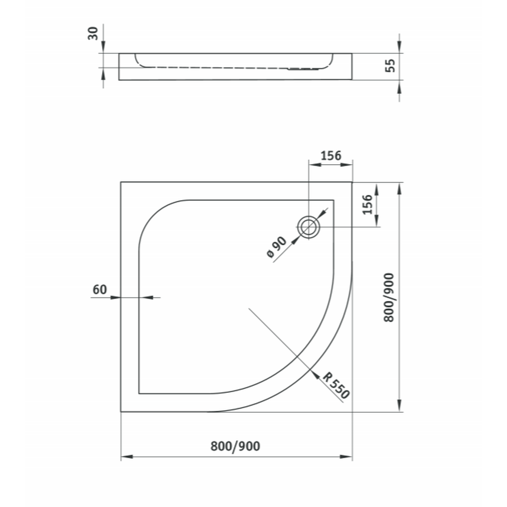 Cadita dus semirotunda slim 80x80 Deante, Cubic [3]