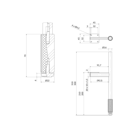 Set 2 picioare, negre, riflate, cu adaptor, Cersanit Larga [4]
