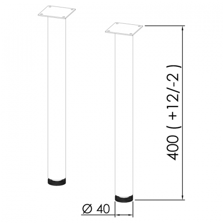 Set 2 picioare pentru mobilier, Kolpasan, 40 cm, crom [1]