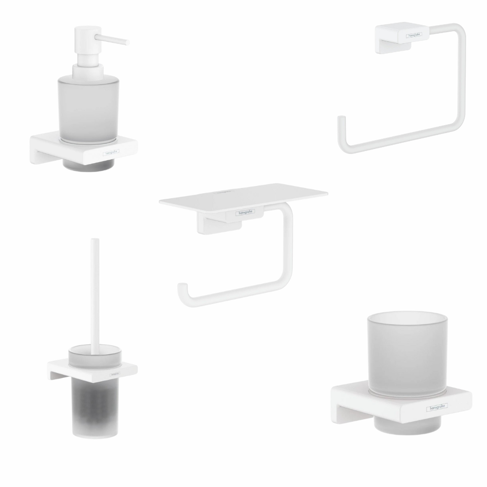 Seturi accesorii baie - Set accesorii baie Hansgrohe AddStoris, alb mat