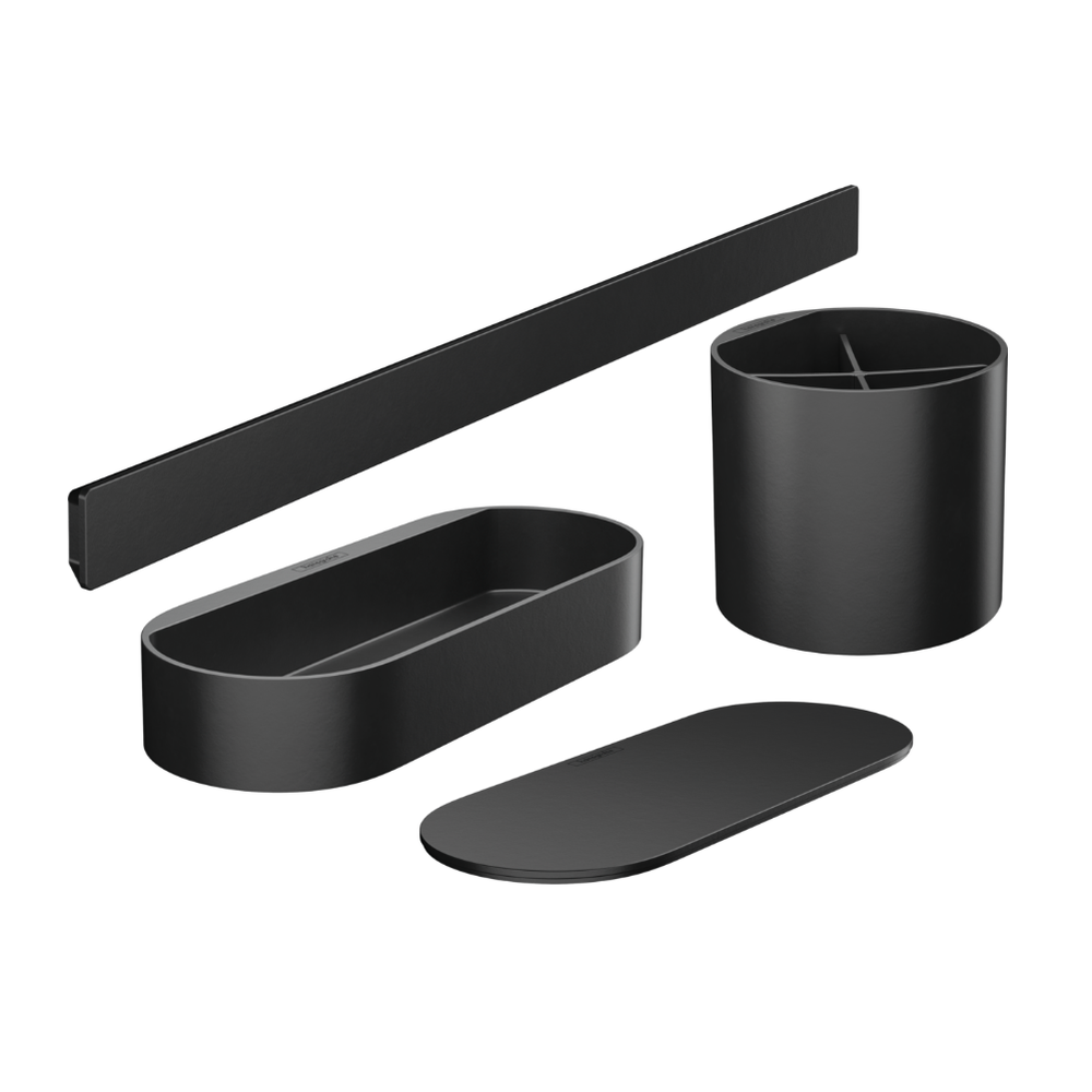 Seturi accesorii baie - Set accesorii baie culoare negru mat Hansgrohe WallStoris 27968670