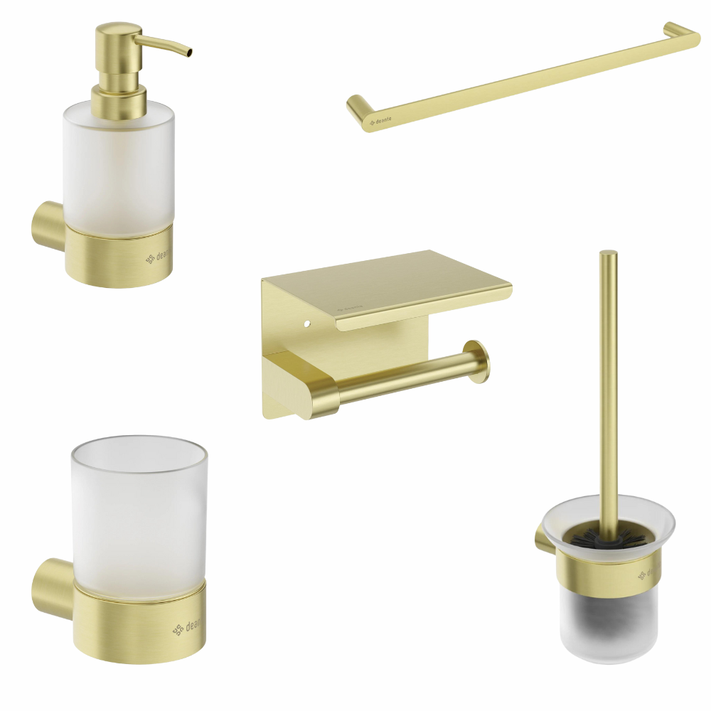 Baie - Set accesorii baie Deante Round, auriu periat