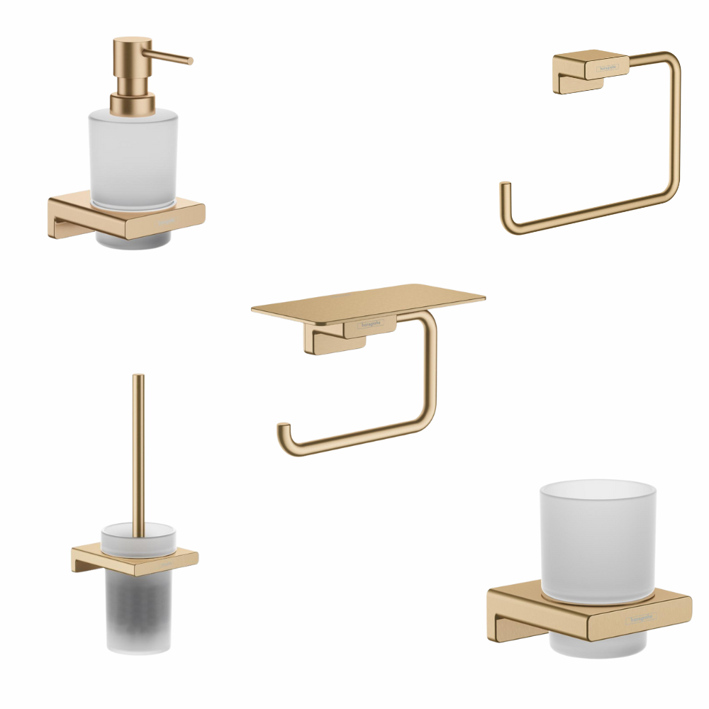 Seturi accesorii baie - Set accesorii baie Hansgrohe AddStoris, bronz periat