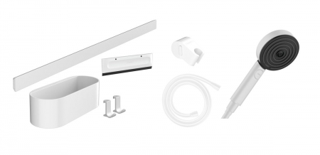 Seturi accesorii baie - Set accesorii cabina de dus culoare alb mat Hansgrohe WallStoris Activation EcoSmart