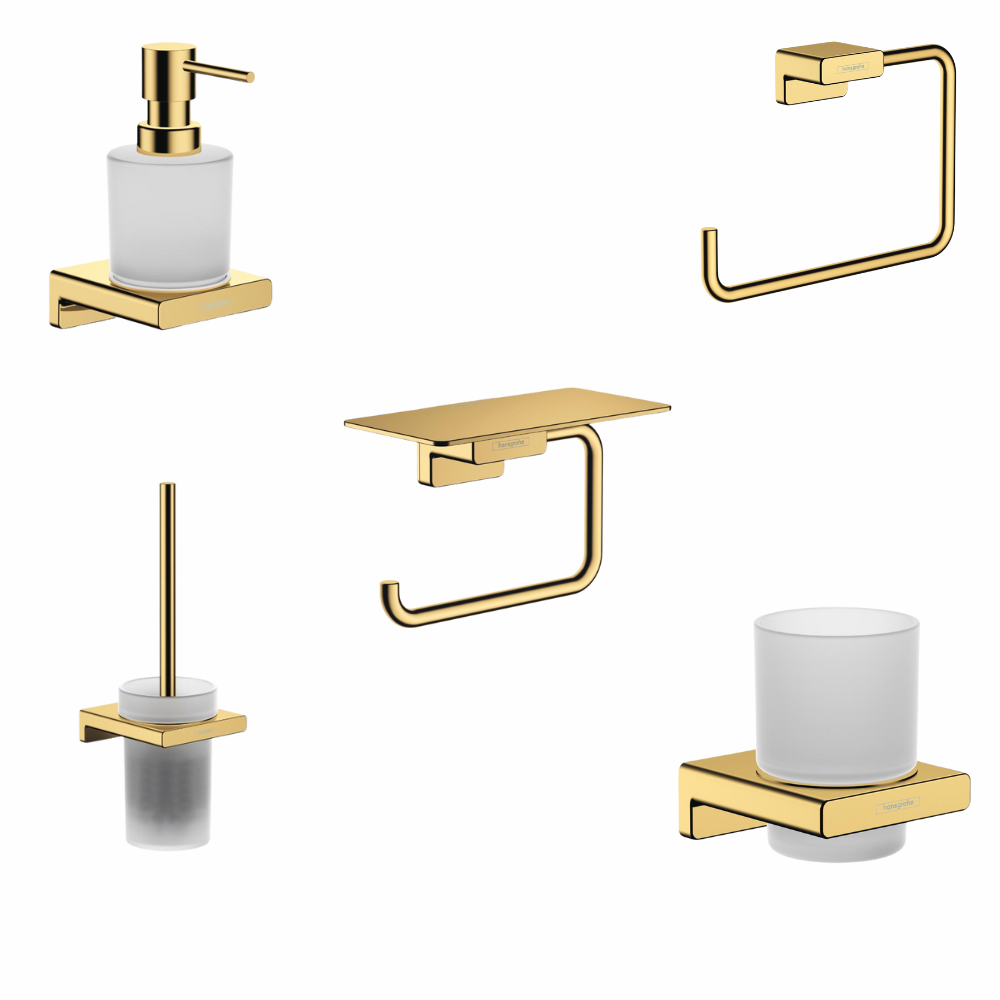 Seturi accesorii baie - Set accesorii baie Hansgrohe AddStoris, auriu