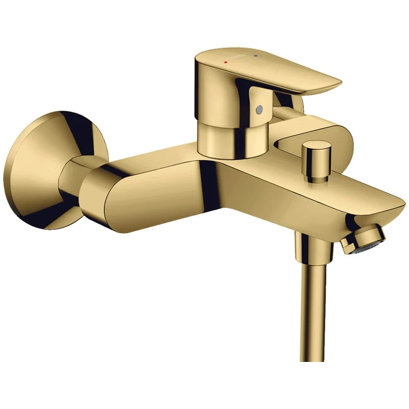 Set baterie cada si baterie lavoar Hansgrohe Talis cu accesorii baie Hansgrohe AddStoris, auriu lucios [1]
