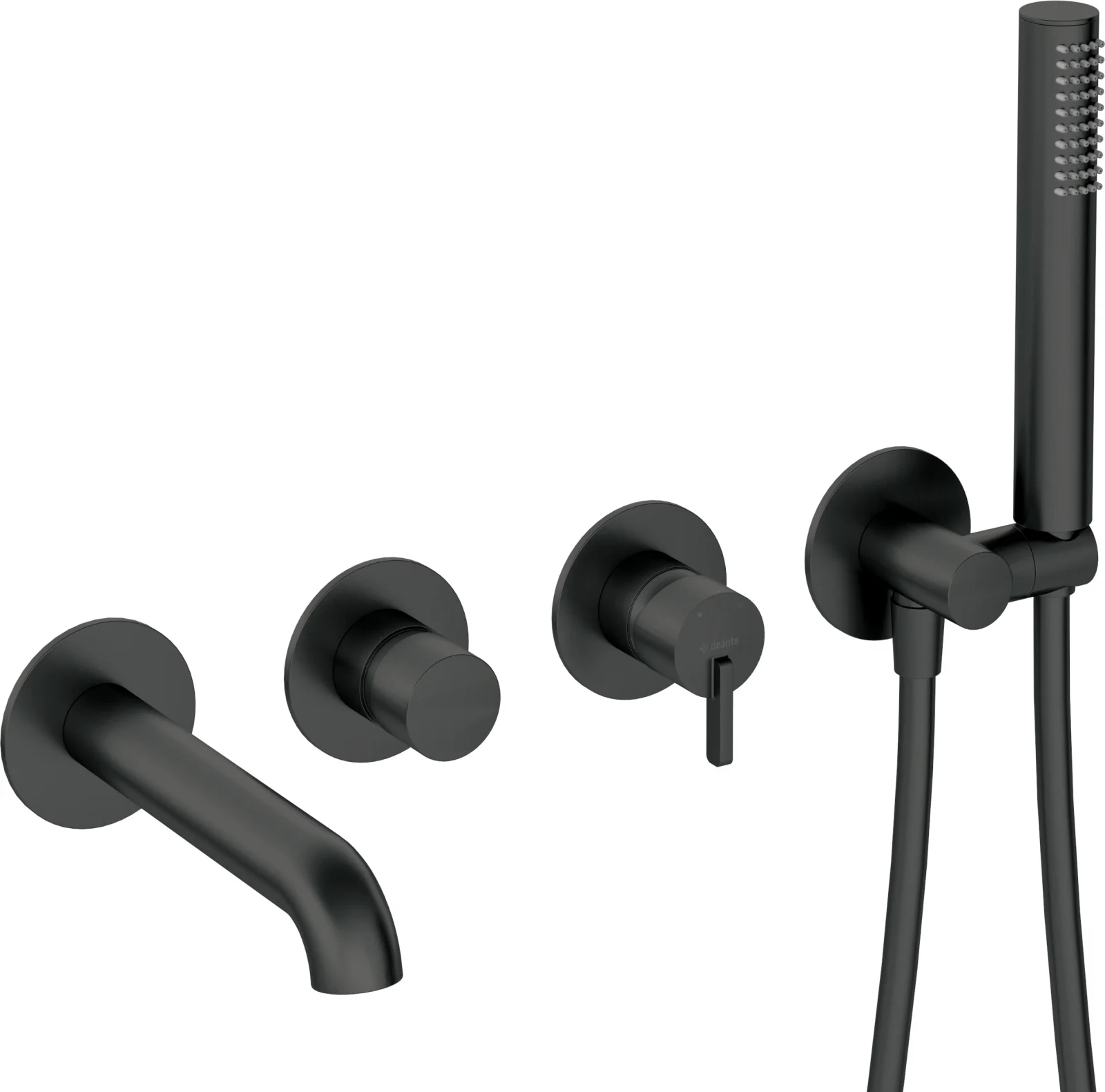 Set baterie dus si baterie lavoar incastrate Deante Silia cu accesorii baie Deante Round, negru [1]