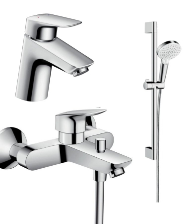 Set baterie lavoar, baterie cada si set de dus, crom, Hansgrohe Logis New [1]