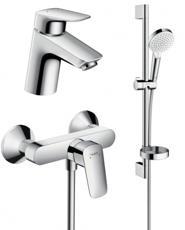 Seturi baterii cada cu baterii lavoar - Set baterie lavoar, baterie dus si set de dus, crom, Hansgrohe Logis New