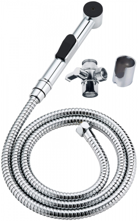 Set baterie bideu, cu comutator de dus si suport fix de perete, crom, Deante Bidetta [1]