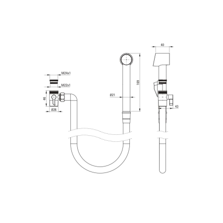 Set baterie bideu, cu comutator de dus si suport fix de perete, crom, Deante Bidetta [4]