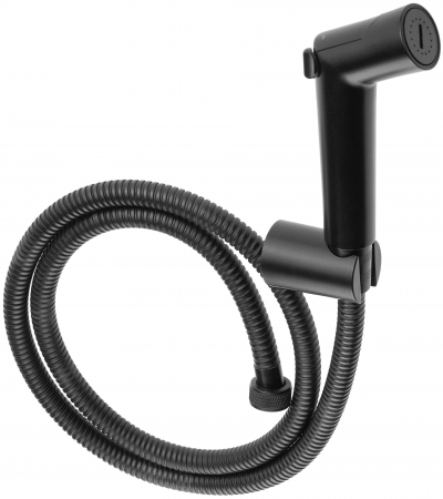 Set baterie bideu, cu maner pentru dus si suport fix, negru mat, Deante Bidetta [1]