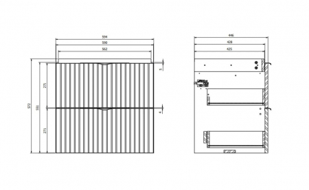 Set dulap baie suspendat 2 sertare lavoar inclus, 60 cm, alb mat, MDF, Cersanit Tirso [4]