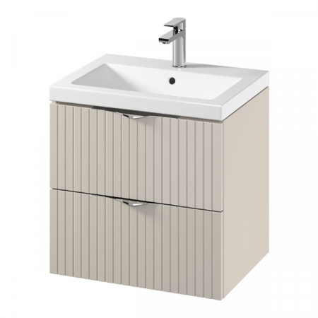 Seturi mobilier cu lavoar - Set dulap baie suspendat 2 sertare lavoar inclus, 60 cm, casmir mat, MDF, Cersanit Tirso